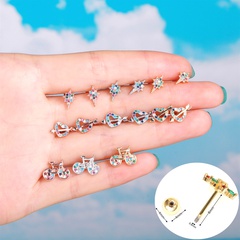 fashion color zirconium copper peach heart star ear bone nail creative bicycle screw ball piercing earrings