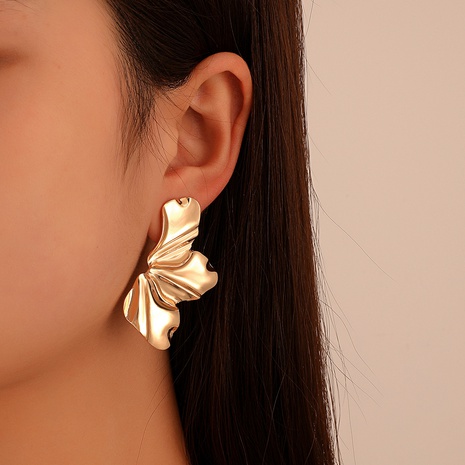 retro golden flower earrings temperament matte irregular petal alloy earrings NHDP630028's discount tags