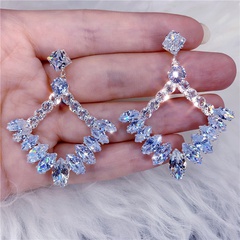 trend simple rectangular zircon earrings shiny rhinestone ladies earrings wholesale