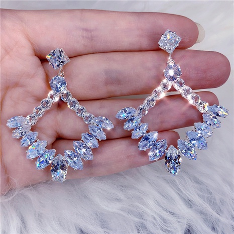 trend simple rectangular zircon earrings shiny rhinestone ladies earrings wholesale's discount tags