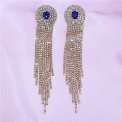 fashion crystal gemstone long tassel women's earrings wholesale
