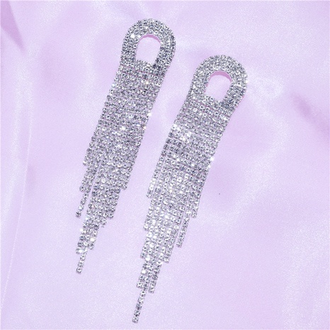 Super flash full of diamonds zircon long tassel earrings female wholesale  NHJAJ630036's discount tags