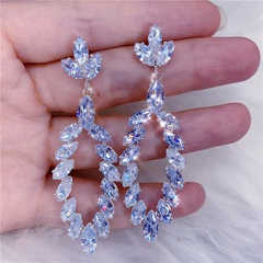 fashion simple round zircon earrings shiny oval drop earrings ladies earrings