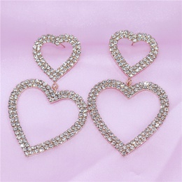 Europe and the United States trendy shiny rhinestones long double heartshaped earringspicture7
