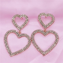 Europe and the United States trendy shiny rhinestones long double heartshaped earringspicture8