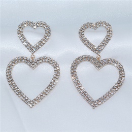 Europe and the United States trendy shiny rhinestones long double heartshaped earringspicture9