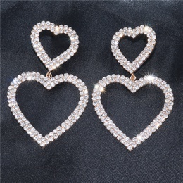 Europe and the United States trendy shiny rhinestones long double heartshaped earringspicture10