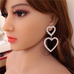 Europe and the United States trendy shiny rhinestones long double heartshaped earringspicture11