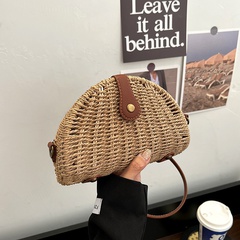Summer beach bag hand-woven straw bag seaside holiday hand-held bag 13*20*6cm