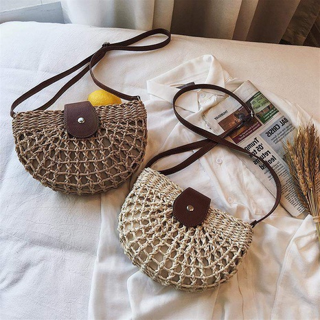 Summer straw woven bag new trendy Korean style woven one-shoulder messenger bag 25*17*7CM's discount tags