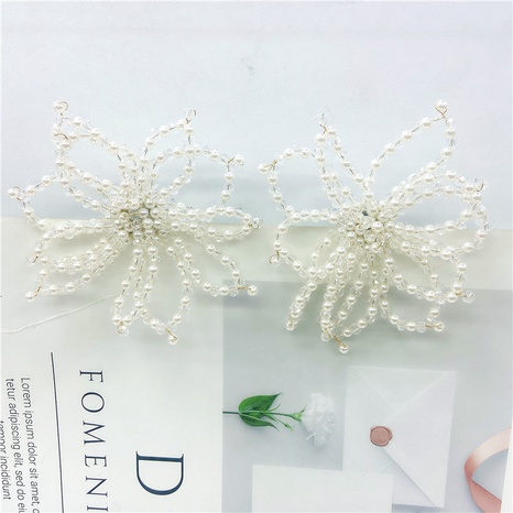 crystal flower fashion tassel beads metal earrings NHDOU630153's discount tags