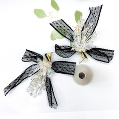 new ladies lace beads bow metal earrings
