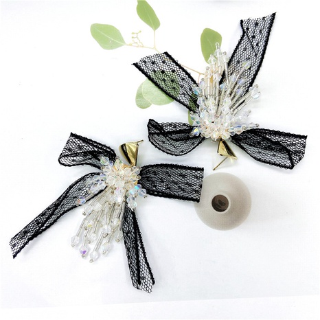 new ladies lace beads bow metal earrings's discount tags