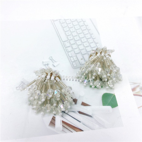 beaded flower metal stud earrings NHDOU630170's discount tags