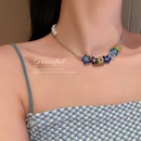 color glass daisy flower pearl color collarbone chain alloy necklacepicture7