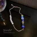 color glass daisy flower pearl color collarbone chain alloy necklacepicture8