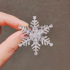 Or véritable galvanoplastie coréen flash diamant flocon de neige broche mode broche broche