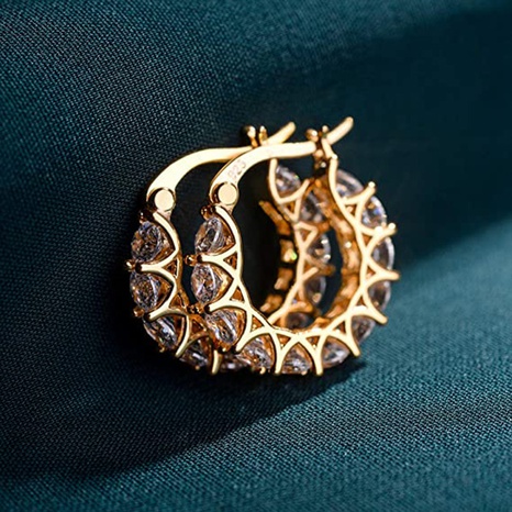 fashion full inlaid zircon copper lace earrings U-shaped earrings  NHJCS630203's discount tags