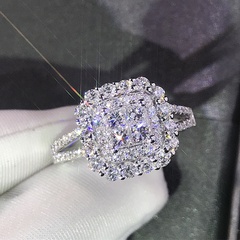 new classic women's micro-encrusted zircon copper wedding ring hand jewelry wholesale