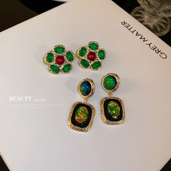 fashion resin contrast color geometric circle earrings wholesale
