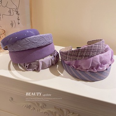fashion solid color purple star point fold pressure hair headband wholesale