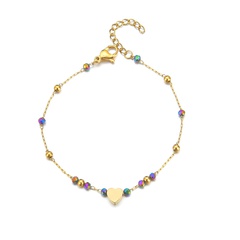 New Color Rice Bead Heart Shape Bracelet Simple Design Titanium Steel Jewelry