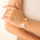 Korean style imitation pearl opening bracelet titanium steel plated 18K gold jewelry wholesalepicture10