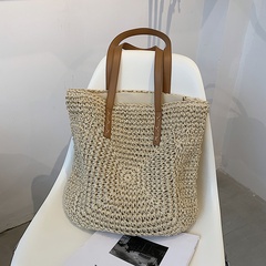 Straw woven bag women's new fashion shoulder bag large-capacity literary simple woven bag40*42*3cm