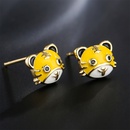 fashion dripping oil small tiger earrings new copper plated 18K gold earringspicture7
