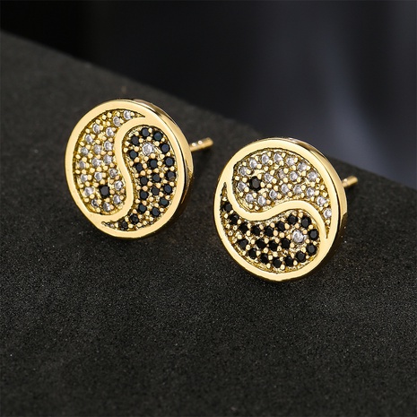 fashion copper plated 18K gold gossip earrings black and white zircon copper earrings jewelry NHFMO634219's discount tags