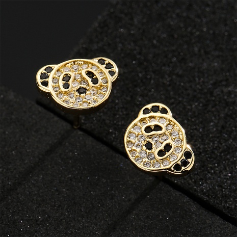 fashion copper micro-inlaid zircon jewelry plated 18K gold cute animal earrings  NHFMO634220's discount tags