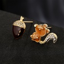 fashion drop oil zircon animal earrings copper plated 18K gold squirrel pine cone earringspicture8
