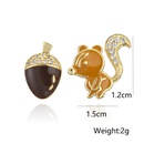 fashion drop oil zircon animal earrings copper plated 18K gold squirrel pine cone earringspicture9