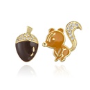 fashion drop oil zircon animal earrings copper plated 18K gold squirrel pine cone earringspicture10