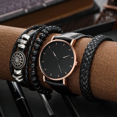 Set Uhr und Armband der Männer einfache runde Zeiger-Quarz-Uhr-Großverkauf