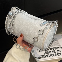 new spring cylinder bag chain lace flower fashion shoulder bag 19*11*11CM