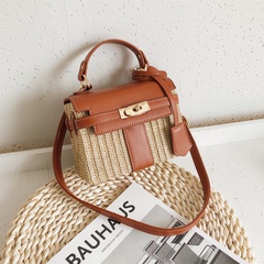 Summer straw woven bag new woven messenger bag fashion single shoulder handbag 19.5*15*8CM