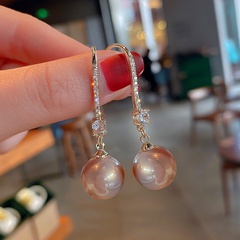 baroque imitation pearl simple zircon copper earrings