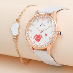 Neue Herz-Muster-Klagen-Leder-Mode-Damen-beiläufige Quarz-Uhr