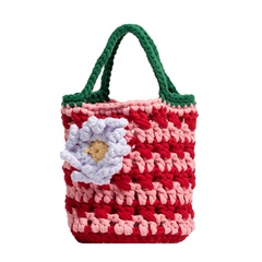 spring new fashion woven bucket casual simple contrast color women's bag18*16*16cm