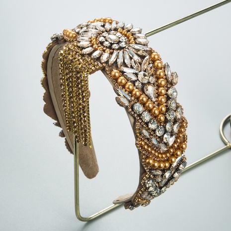 Diadema con flequillo de flecos de diamantes de imitación de piedras preciosas ornamentadas barrocas's discount tags