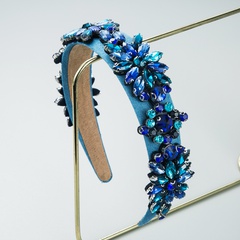 baroque blue inlaid glass contrast color headband wholesale