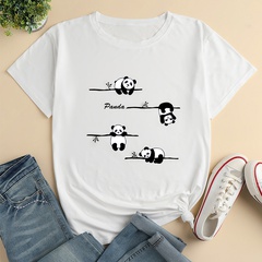 Fashion Panda Letter Print Ladies Loose Casual T-Shirt