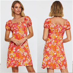 Spring 2022 New Style Tie Front Short Sleeve Dress