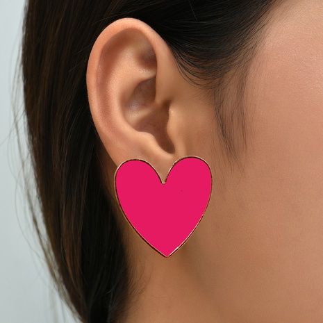boucles d'oreilles en forme de coeur en alliage de couleur de contraste de mode en gros's discount tags