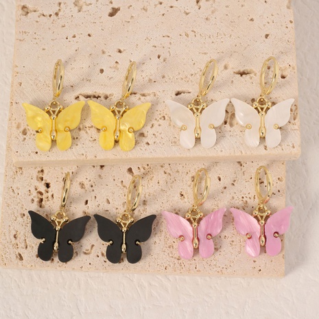fashion color acrylic butterfly ear buckle earrings wholesale NHSHU638087's discount tags
