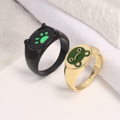 cartoon black cat frog green ring creative cat claw frog unisex ring wholesale