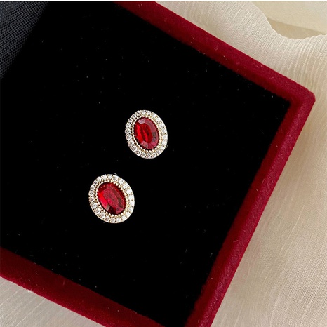 fashion retro ruby alloy earrings simple stud earrings NHENY638176's discount tags