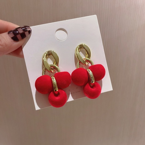 retro contrast color flocking ball earrings fashion color stitching alloy earrings  NHENY638178's discount tags