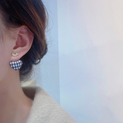 fashion simple  houndstooth heart-shaped earrings retro alloy earrings